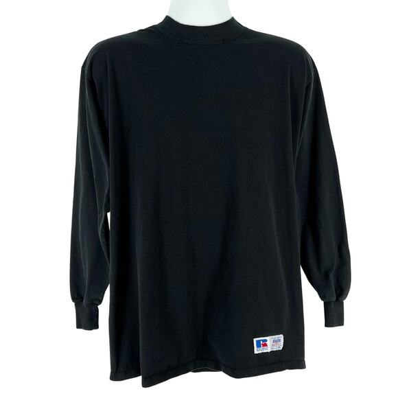 90s blank Russell Athletic High Cotton black long sleeve tshirt 1990s vintage - Picture 1 of 4